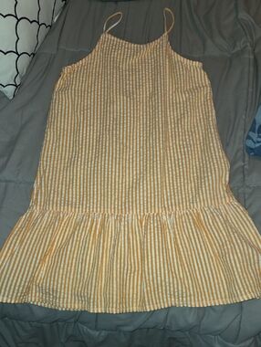 H&M Yellow and White Striped Spaghetti Strap Kids Dress